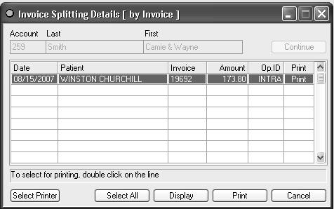 INVOICE SPLITTING DETAILS (BY INVOICE) This report shows transaction entries, client and value details for a specific split invoice.