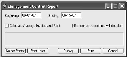 MANAGEMENT CONTROL REPORT ACCOUNTING REPORTS This report calculates, reviews and tracks activity of the Accounts Receivable Report within the specified date range and compares it to year-to-date