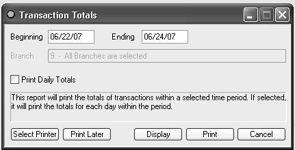 TRANSACTION TOTALS REPORT ACCOUNTING REPORTS This report is often used as a month end/quarterly report.