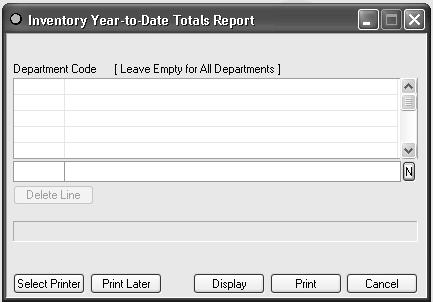 YEAR-TO-DATE INVENTORY TOTALS REPORT INVENTORY REPORTS This report displays total purchases last year and total inventory amount (quantity on hand X