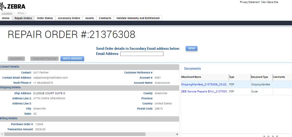 Accessing a Shipping Manifest Document (Continued) You can also access the Shipping Manifest document with the shipping label from the Order Status tab.