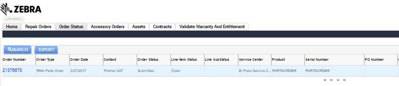 Creating an Accessory Order (Continued) All the repair orders associated with the user s account are displayed. 4.