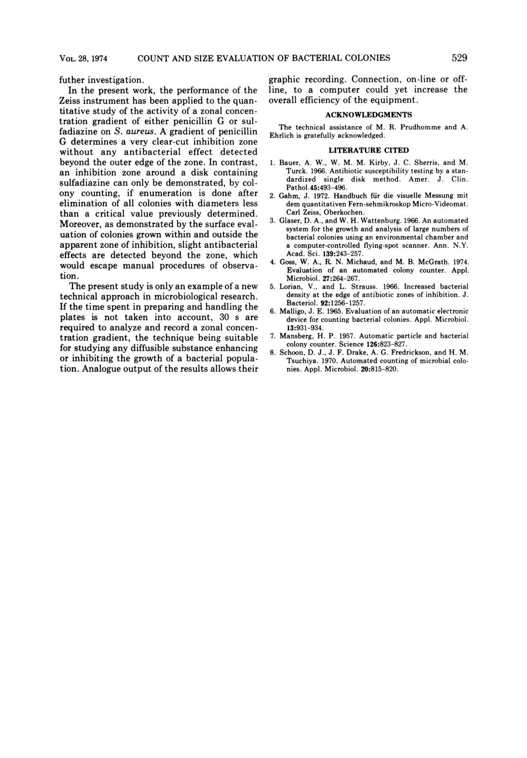 VOL. 28, 1974 COUNT AND SIZE EVALUATION OF BACTERIAL COLONIES futher investigation.