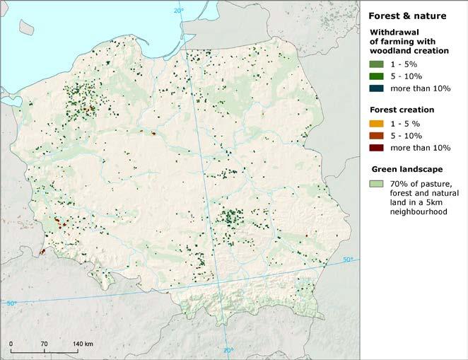 Forest & nature () 5.15. Forest & nature areas 2012 [% of total area] 0, Open sp. 5% 0,3% Seminat.
