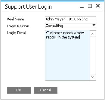 On-premise Support User Special predefined support user is built into SAP Business One.