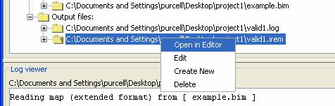 Viewing an output file Right-click on a selected