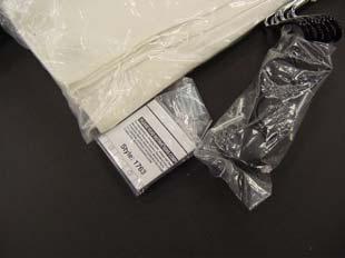 Small parts and fasteners Packaged in a poly bag, sealed and attached to the instruction sheet bag Include