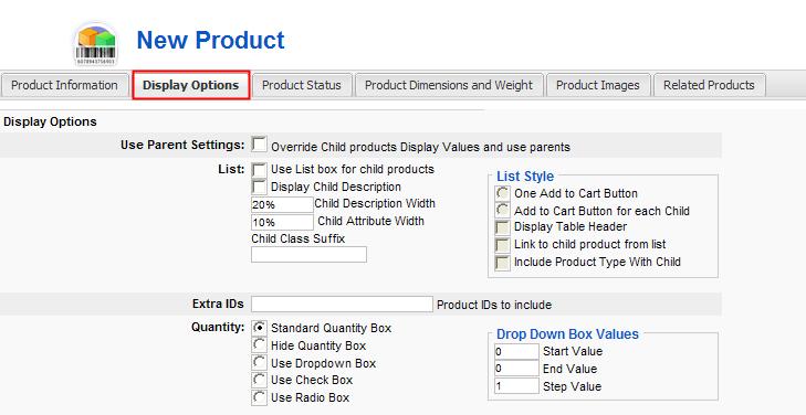 Diagram 8 Click on the next tab which is Product Status and set the values to the following fields as shown in Diagram 9.