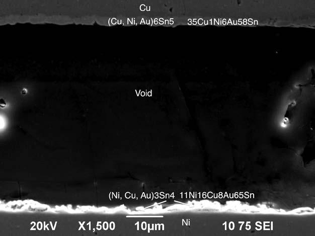 SEM images showing voids due to solder