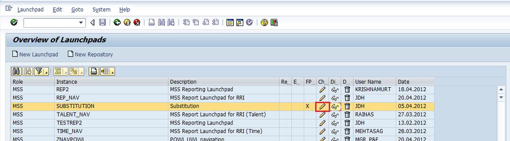 Configuring Substitution Configuring Substitution Launchpad Navigate to MSS Role and SUBSTITUTION Instance and click on Edit for Team specific applications.