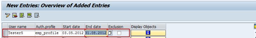 Click on New Entries to assign authorization