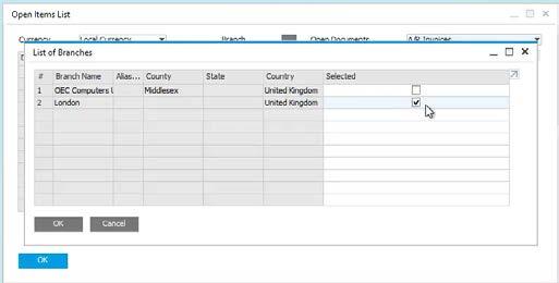 If allocated to more than one branch, then a user can select the branches they want to see report data for.