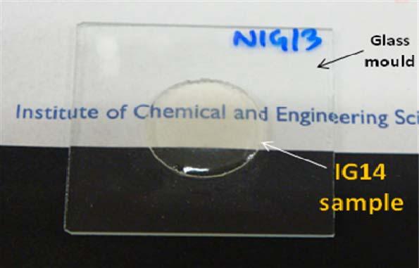 Fig. S1 Photograph of ion gel sample IG14 prepared by route B.