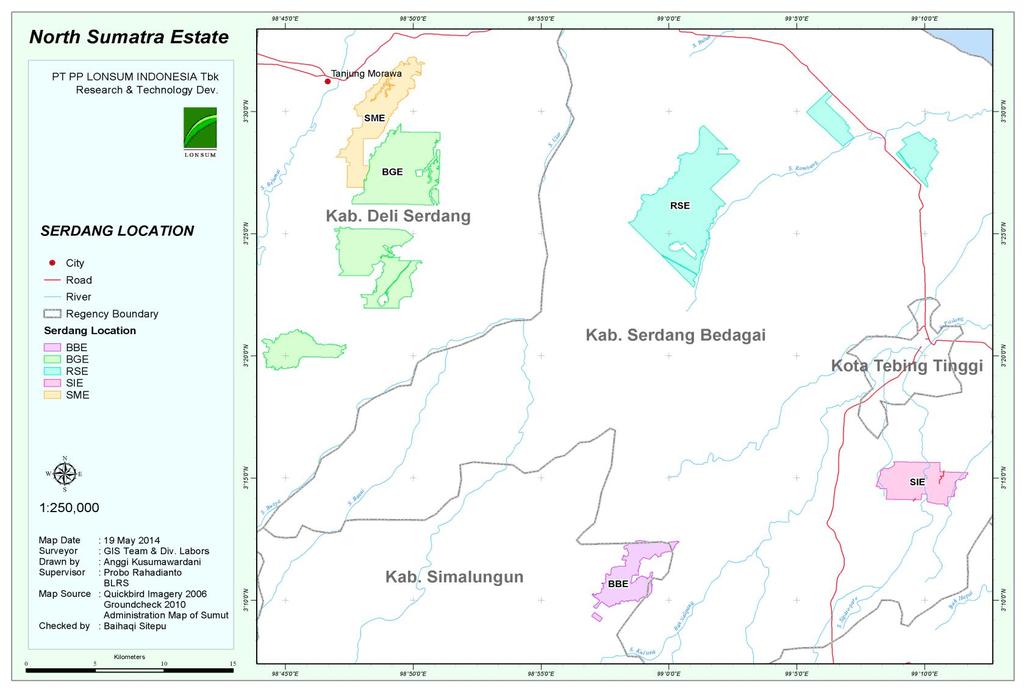 Figure 1b Map of Mill and Estates Location Serdang Note: BBE Bah Bulian Estate, SIE Si Bulan Estate Source: Lonsum,