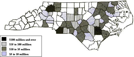 Leading Poulty Poduction Counties in Noth Caolina. (Souce: https://www.ces.ncsu.