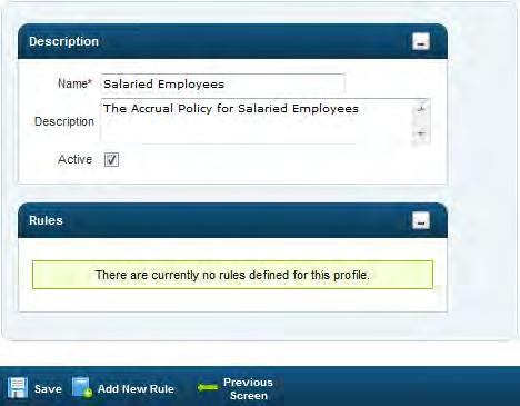 Click the button to add a new rule to the Benefit Accrual Profile.