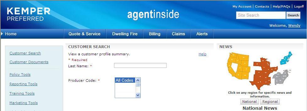 Agent Inside Customer Search allows you to use