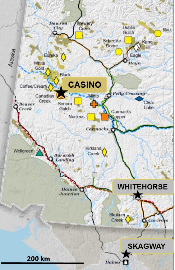 CASINO LOCATION 380 km northwest of Whitehorse, Yukon 560 km from year-round port at Skagway, Alaska Low political risk First Nations settled claims Semi-arid