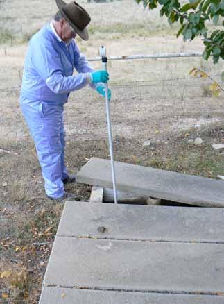 Desludging Sludge accumulation in septic tank chambers should be inspected regularly as part of the maintenance schedule and the sludge depth measured with an appropriate device (Figure 4.6).