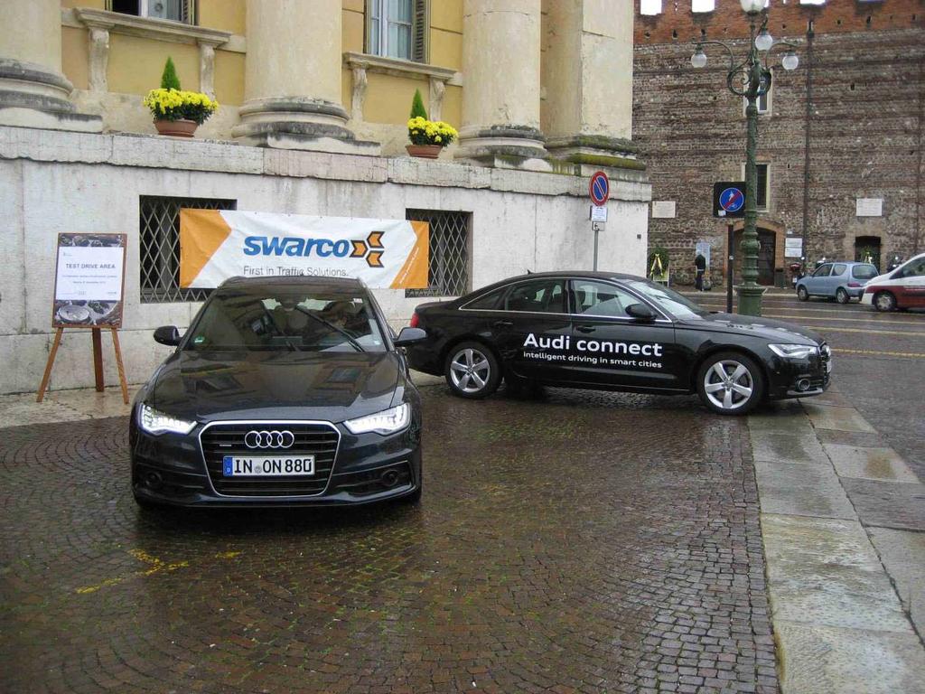 Verona V2I demo in COMPASS4D SWARCO and AUDI present the intelligent Traffic Light Assistant In vehicle