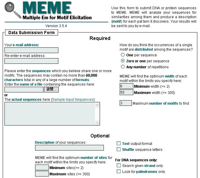 Motif discovery tools: MEME 117 URL: http://meme.