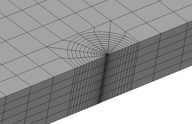 Figure 4.9: Spider web pattern mesh. At first, a mesh with square contours were modeled (illustrated in Figure 4.