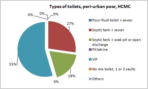 A different picture is observed in Ho Chi Minh City compared with sanitation types in Hanoi and Hai Phong.