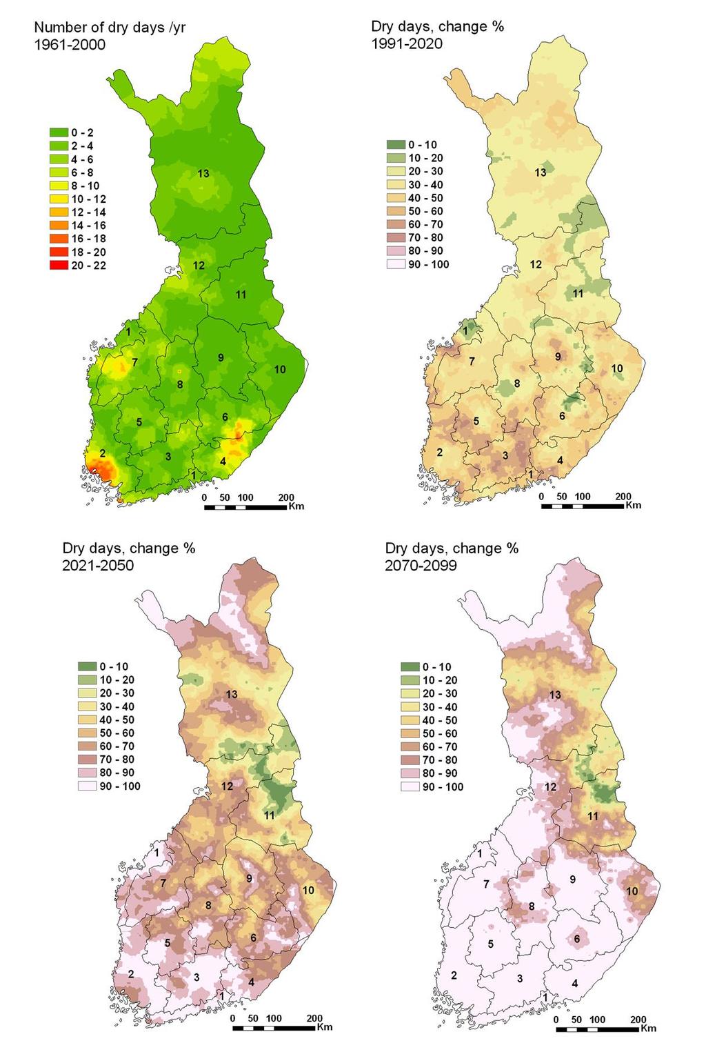 How may climate change alter the forest growth in the European north Frequency of dry spells may increase even in moist sites, with a consequence that Scots pine and birches are more