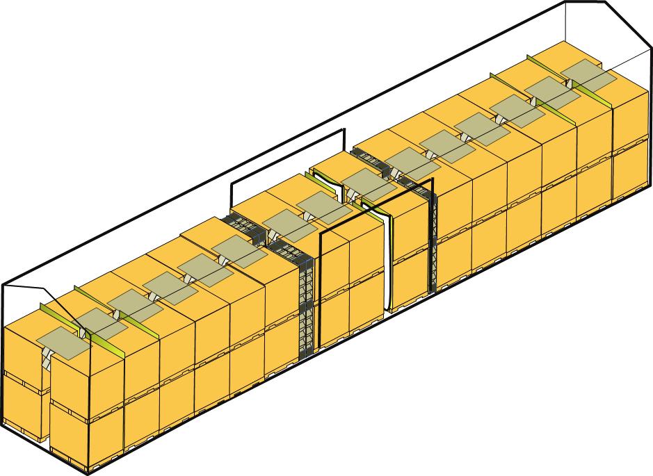 UNIT LOADING CROSSWISE VOID FILLERS TYPICAL DUNNAGE BAGS WITH CORRUGATED BUFFER SHEETS BUFFER MATERIAL BETWEEN LAST THREE STACKS EACH END OF CAR HIGH STRENGTH, LONGITUDINAL VOID FILLERS Figure 6.