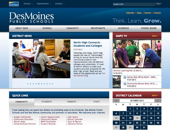 WEBSITE GUIDELINES Late in 2011, the new Des Moines Public Schools web site www.dmschools.org went live.