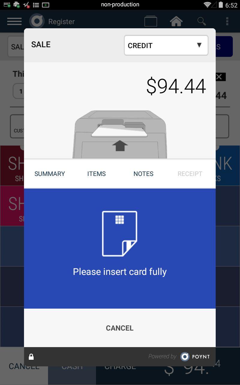 Step 1: For non-cash payments, click the CHARGE button.