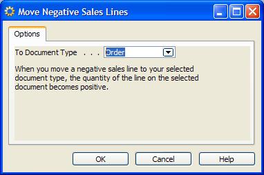 Chapter 9: Returns Management Steps Perform the following to move the line: 1. In the Sales Return Order window, click FUNCTIONS MOVE NEGATIVE LINES.