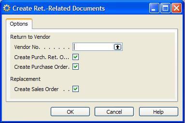 The following window appears: FIGURE 9-7: CREATE RETURN RELATED DOCUMENTS WINDOW In this window, users can select which documents that they want the program to create to further