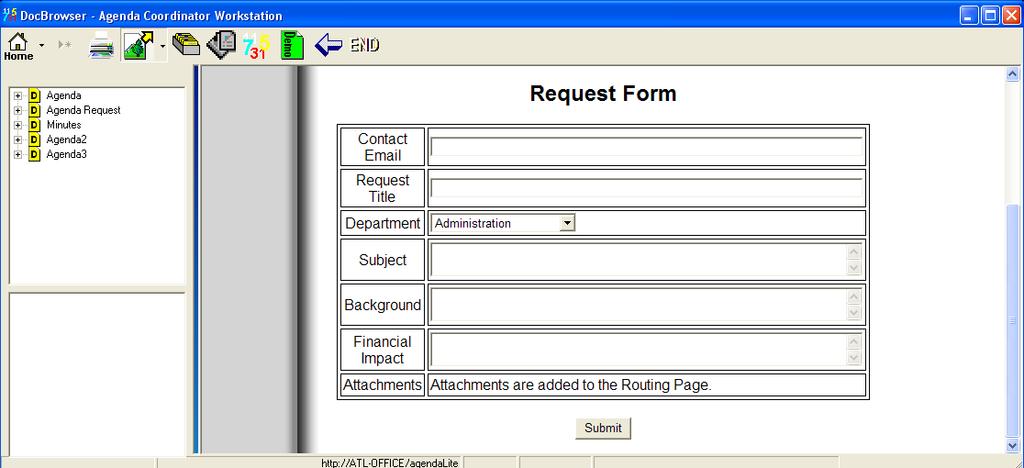 In the following sample form, there are fields and pull down lists to mirror the information