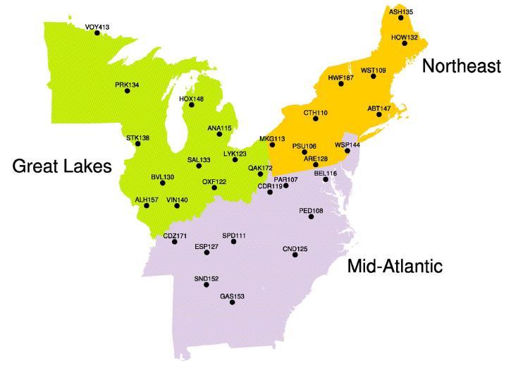 CASTNET SITES & SITE SELECTION - Clean Air Status and Trends Network (CASTNET) data for the Eastern US - in operation since 1987-31 operational sites SELECTION CRITERION: at least 20 years