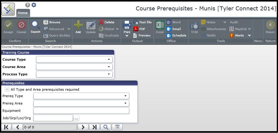 2. Once in the Course Prerequisites program, click Add to create a new code.