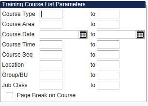 Training Courses Class List Report Parameters c. On the Output Options screen, select the desired option and click OK.