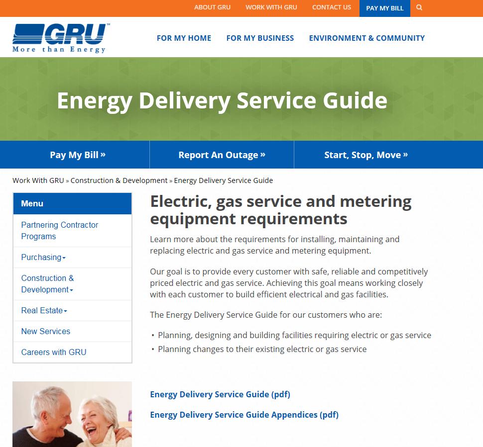 How to Look Up the Energy Delivery Service Guides on The GRU Web Site, cont. Step 4) At the bottom of this page are the links to the Energy Delivery Service Guide documents.