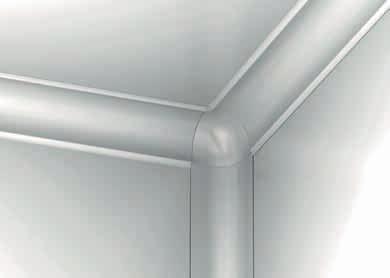 Installation Corner caps are fixed to the ceiling panels with self-tapping screws. PVC covings cannot be sealed to panels.