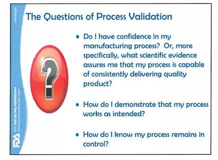 It s up to industry to decide how to validate Process Validation Definition and Concept Process validation is establishing documented evidence which provides a high degree of assurance that a
