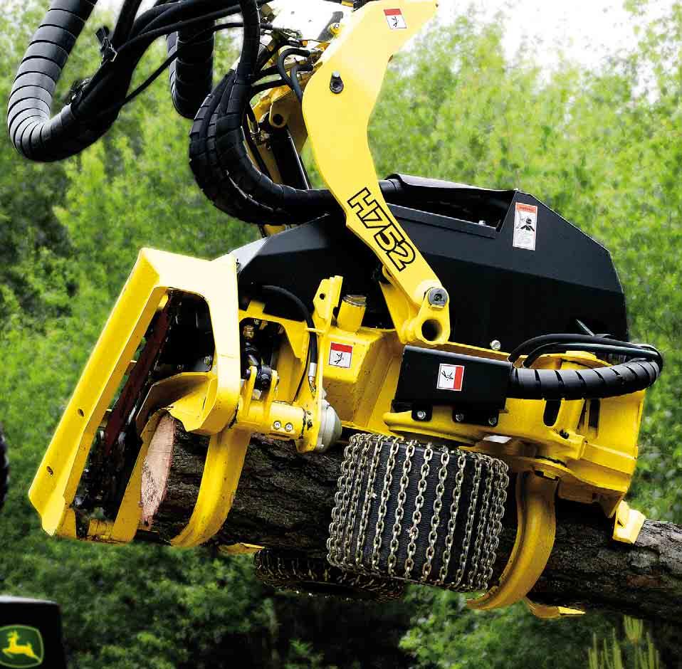 H752HD The John Deere H752HD is a thinning harvester head characterized by a twowheel-drive feed system, four moving and two fixed delimbing knives, and a very compact size.