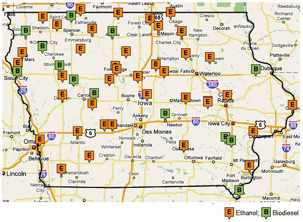 192 Figure 2. Biofuel plants in Iowa (http://data.desmoinesregister.com/ethanol2/index.php).