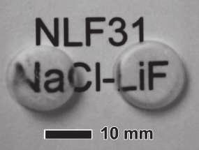 and the bight one is NaCl [Fig. 2(c)] and KCl [Fig. 2(d)]. As expected, the micostuctue (see Fig. 2) consists of LiF ods embedded in a KCl o NaCl matix. In Fig.