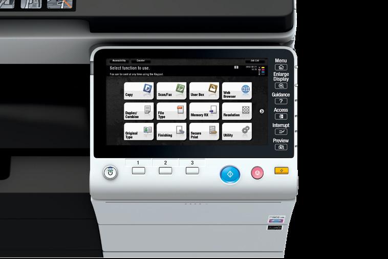 After logging in, they automatically access their familiar GUI on all printers and MFPs, which minimizes operation time and effort and enhances user productivity.