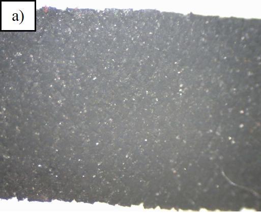 Figure 2: Microscopic pictures (60x magnified) of the materials after weathering ageing and tensile tests: a) EPDM black and b) butyl. 10244-03C EPDM BLACK Requirement acc.