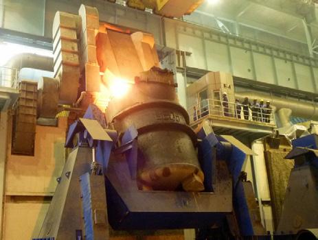The choice of the inductive instead of the arc furnace is based on the high smelting yield from the precious metals by avoiding the oxidation and burningout losses.
