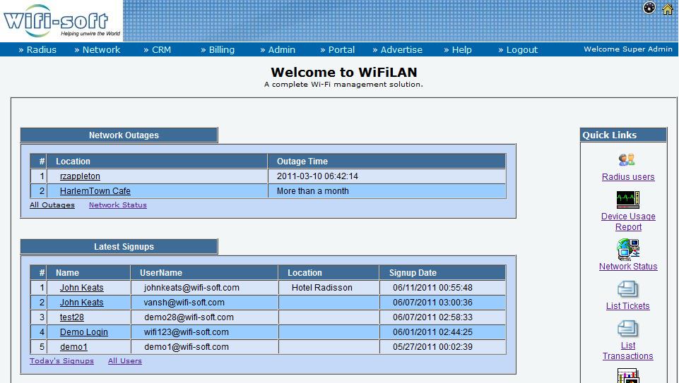 WiFiLAN : Cloud OSS /BSS WiFiLAN is a cloud-based, fully managed Operational Support System (OSS) designed for Wi-Fi market.