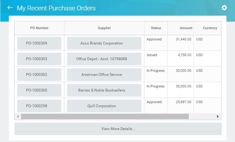 My Recent Purchase Orders Worklet From your Workday Home screen,