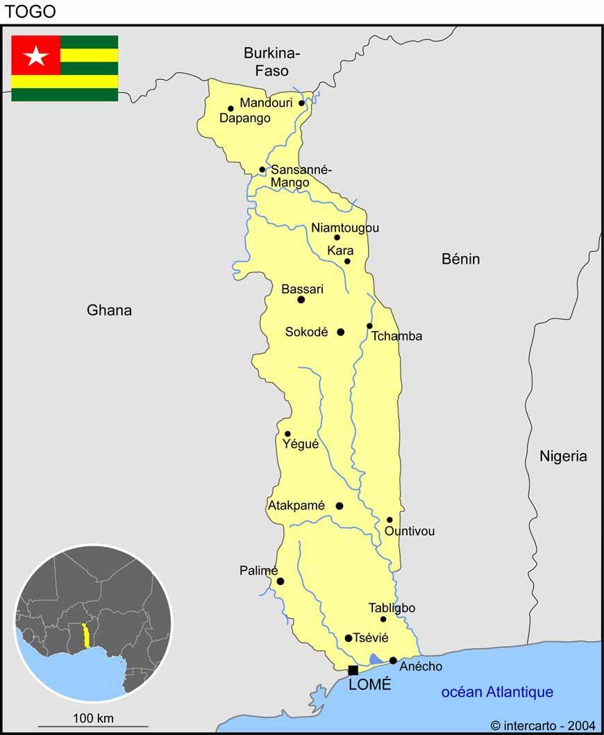 Capital town : Lomé Population : 7.