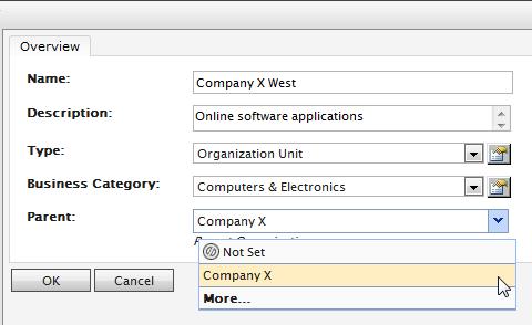 Customers 123 4. Click OK to save the organization. The Organization Info window of the organization appears where you can view Information about the organization you just created.